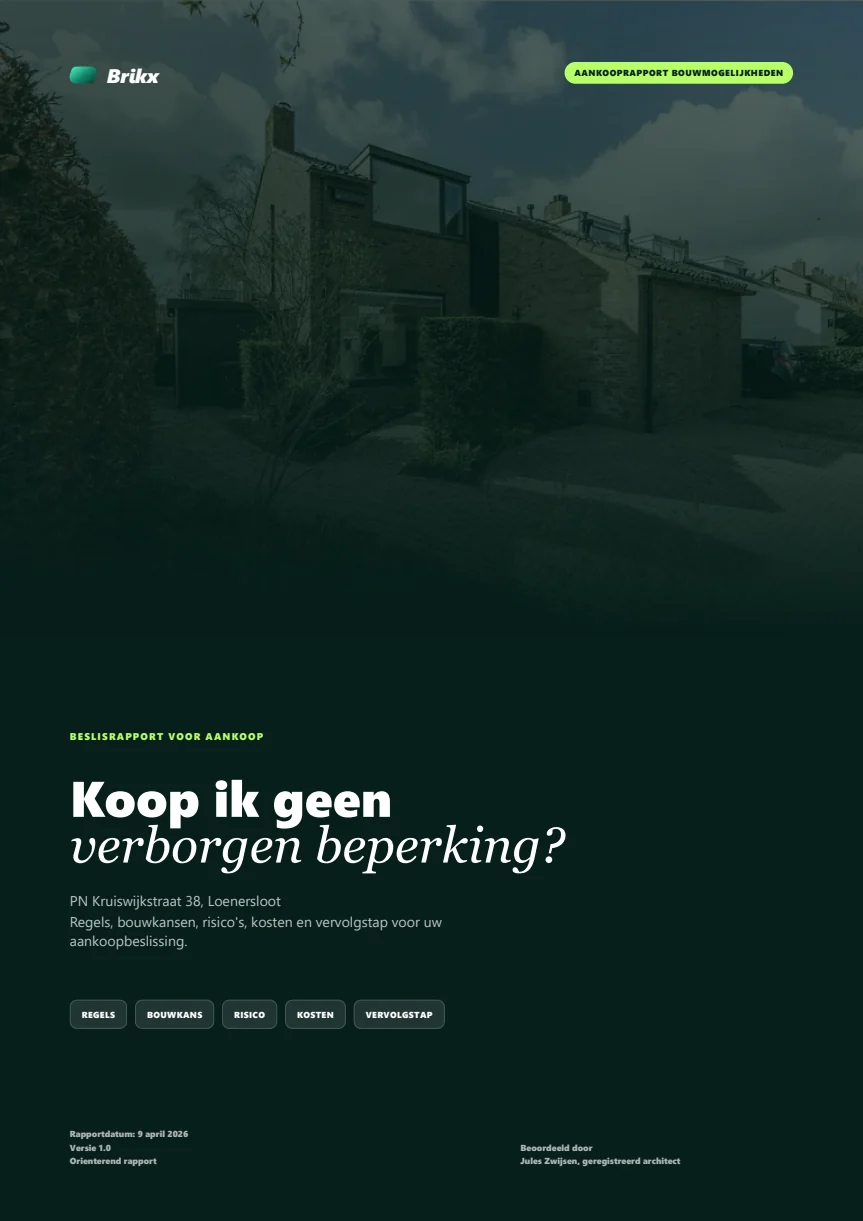 Voorblad van Aankooprapport bouwmogelijkheden voor PN Kruiswijkstraat 38, Loenersloot