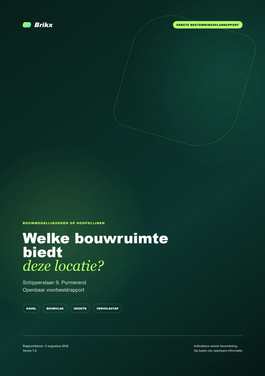Voorblad van Eerste bestemmingsplanrapport voor Schipperslaan 9, Purmerend